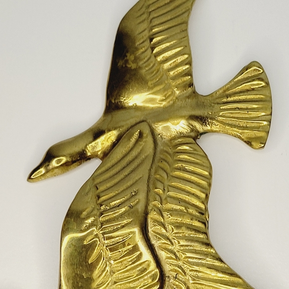 Solid Brass Flying Burds Book End Vintage Made in Tiawan 8" - Picture 9 of 9